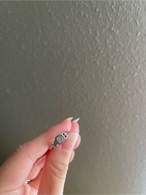 Sterling Silver Pavé Disc Ring - Silver